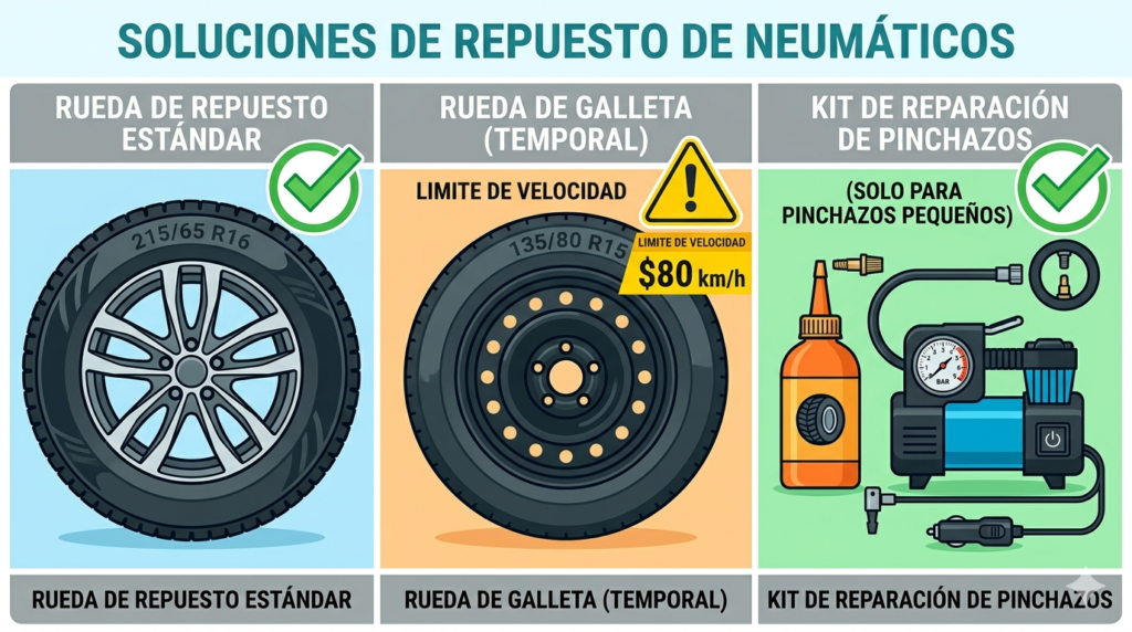 ¿Qué llevas en el maletero? Guía real de ruedas de repuesto y kits antipinchazos 4